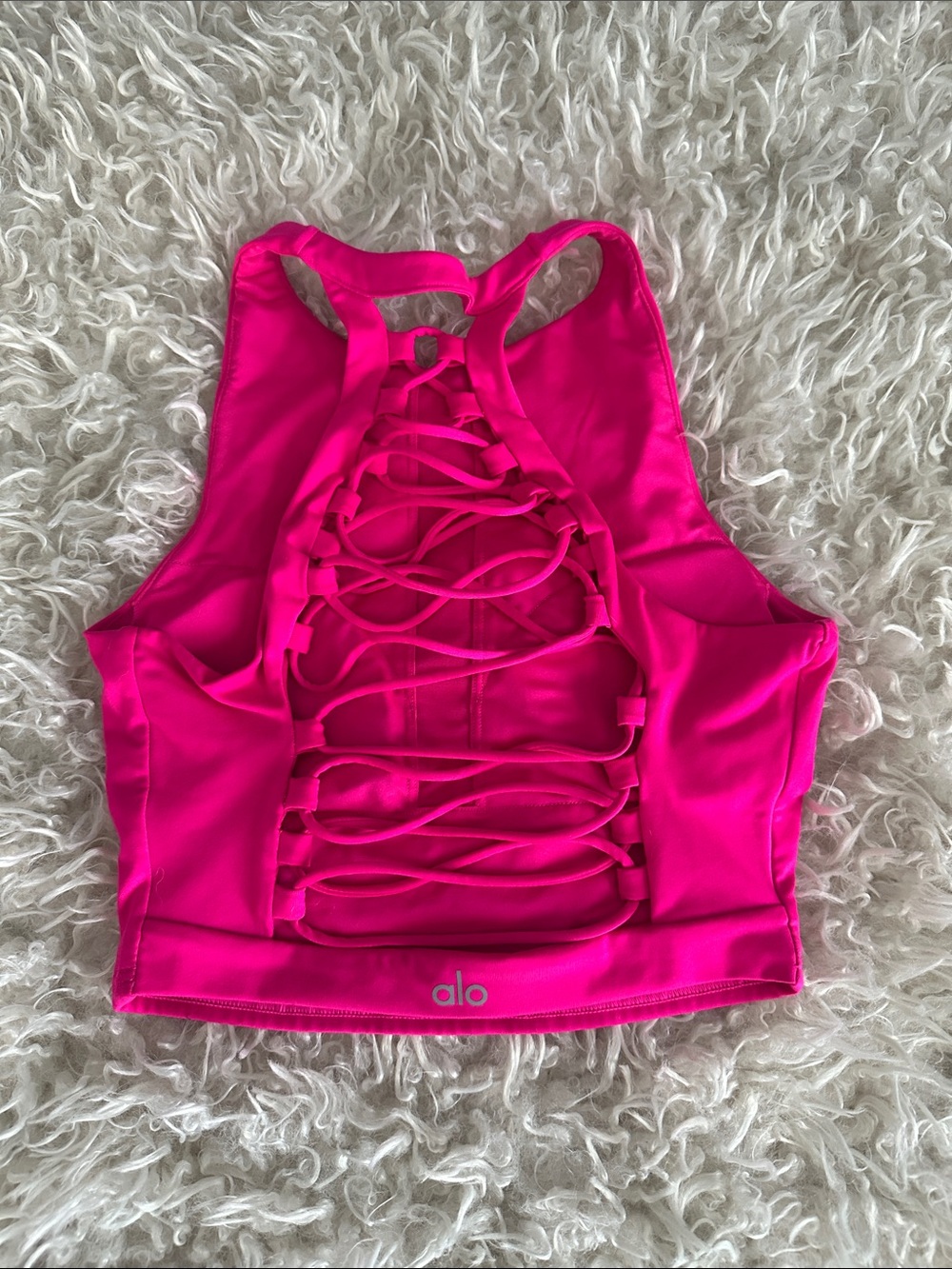 ALO Yoga Hot Pink High Neck Crop Tank - Picture 2 of 4